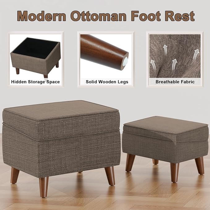 Foot Rests with Adjustable Cover, Storage Ottoman Dorm, Footstool and Sitting - Image 3
