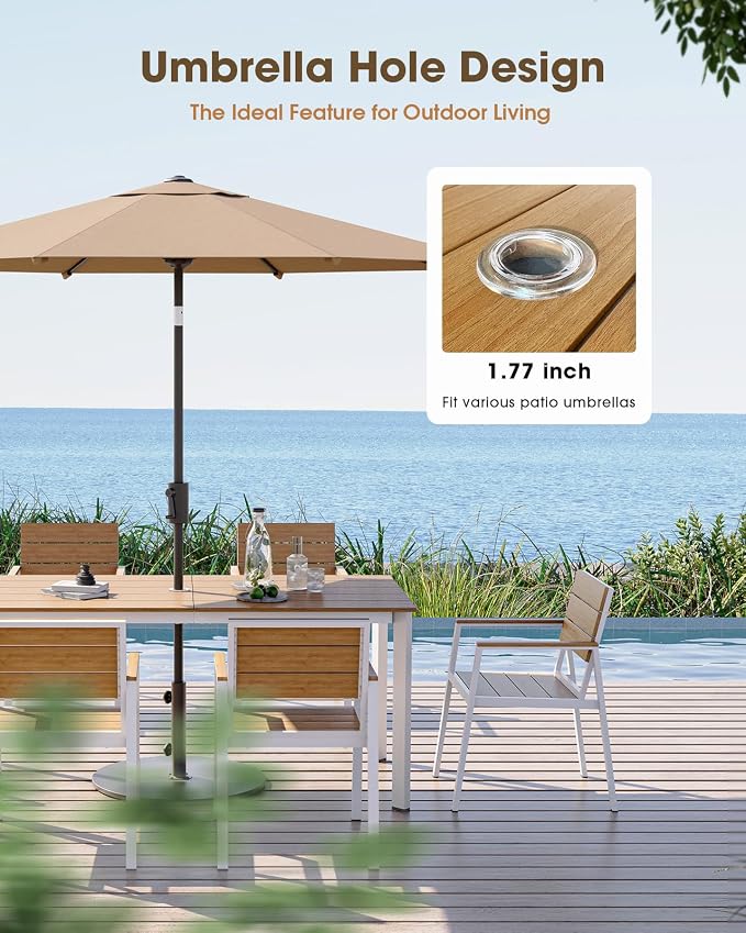 Outdoor Patio Dining Chairs Set of 2, Aluminum & HDPS All-Weather - Image 4