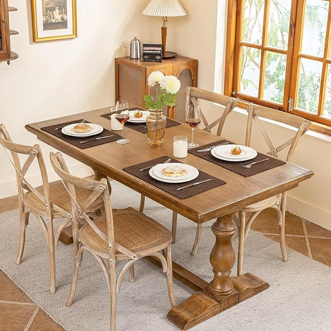 Blue Forest Placemats Set of 8, Dual-Layered Thickened Faux Linen Cloth Place - Image 2