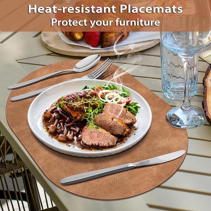 ADRIMER Placemats, Heat Resistant Oval Placemats Set of 6 Washable 12 x 17 Inch - Image 2