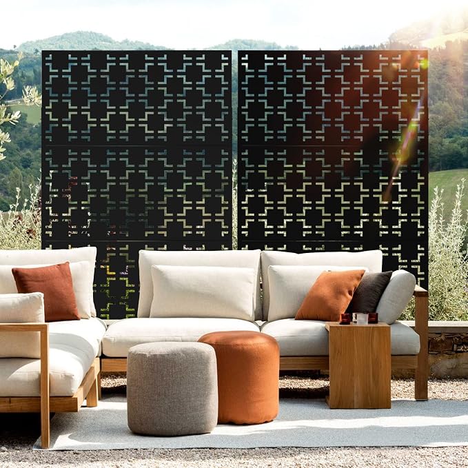 Metal Privacy Screen Outdoor 72" H×47" W, Freestanding Decorative Privacy Screen - Image 2
