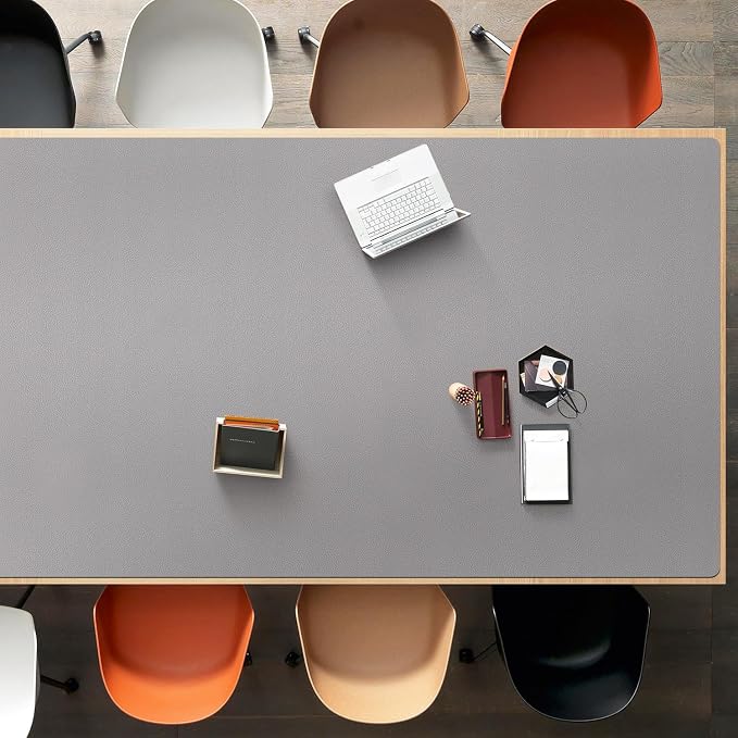 Light Gray Plastic Table Cover Protector, 1.5mm Thick Rectangle Vinyl Table Top by FURKIT