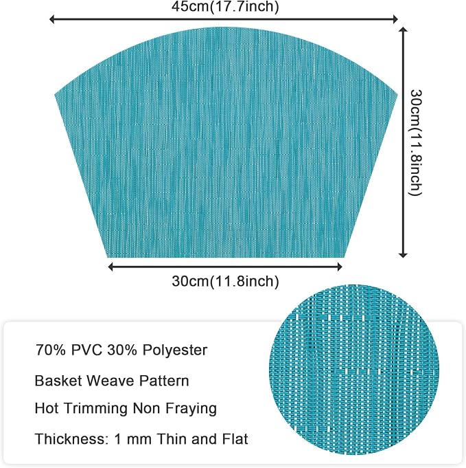 SHACOS Wedge Placemats Set of 8 Woven Vinyl Plastic Placemats - Image 2
