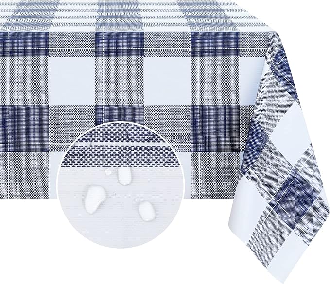 Romanstile Rectangle Vinyl Tablecloth, 100% Waterproof Oil-Proof Checkered by Romanstile