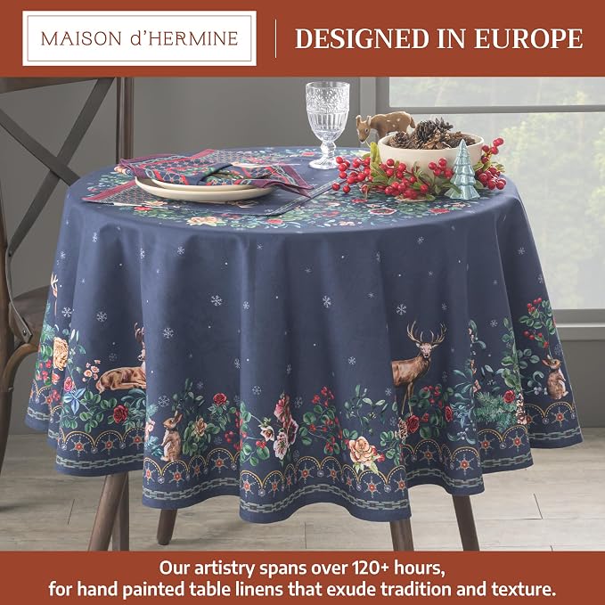Maison d' Hermine Table Cloth Round Table 100% Cotton 63 Inches Fall Tablecloth - Image 2