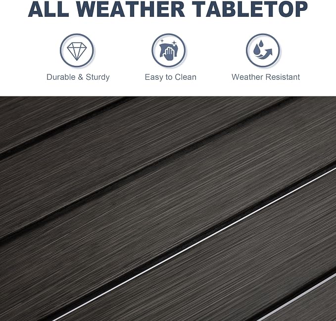 VICLLAX Patio Dining Table, Square Table Metal Outdoor Bistro Table - Image 6