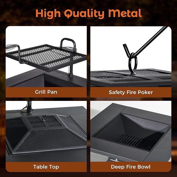 BALI OUTDOORS Fire Pit with BBQ, Outdoor Fire Pit - Image 6