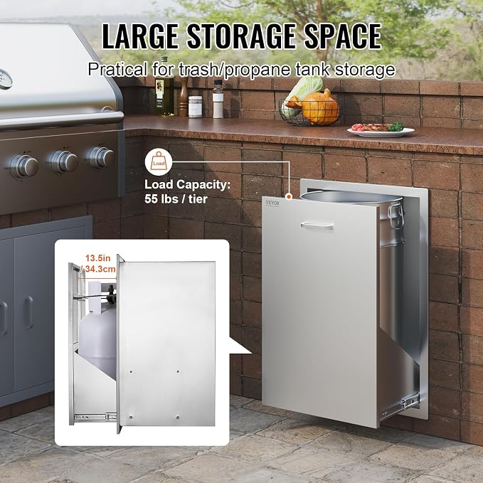 VEVOR Outdoor Kitchen Trash Drawer 19.7"W x 29"H x 15.7"D Inch Outdoor Kitchen - Image 5