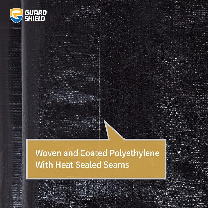 GUARD SHIELD Tarps Heavy Duty Waterproof 18x24 Feet Black Poly Tarp Cover - Image 4