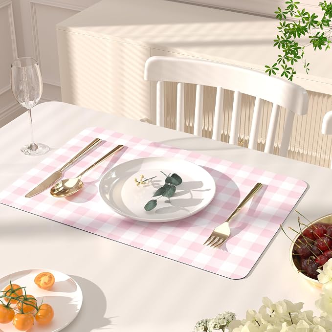 QIYI Placemats Set of 6, 12x18 Inch Faux Leather Place Mats - Image 2