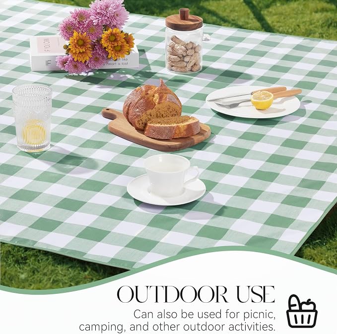 MOSAYT Rectangle Vinyl Tablecloth, 100% Waterproof Buffalo Gingham Plastic - Image 7