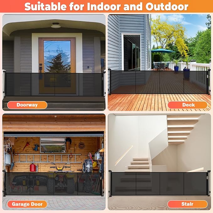 160" Retractable Baby Gates Extra Wide Dog Gate, Long Child Safety Gate - Image 9