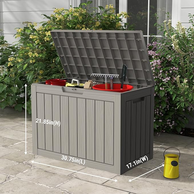 Mars Villa 45 Gallon Deck Box, Waterproof Weatherproof and UV Resistant Resin - Image 2
