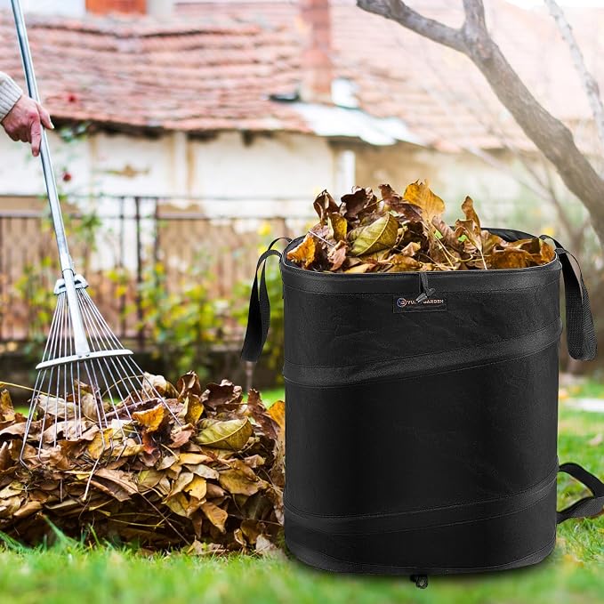 YUDI & GARDEN 19 Gallon Square Collapsible Yard Waste Bin, Collapsible Trash Can - Image 2