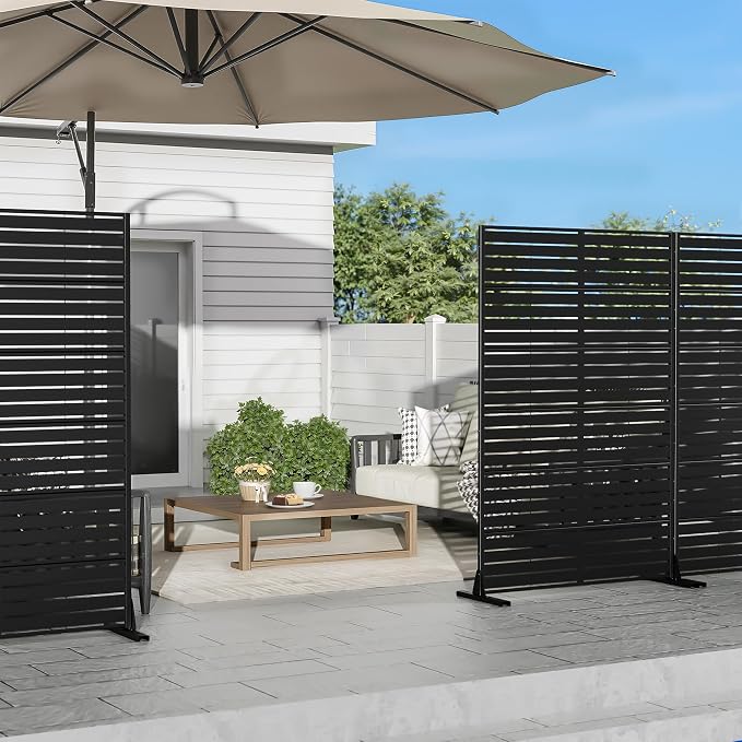 Casaphoria Metal Privacy Screen Outdoor, Louvered Black - Image 8