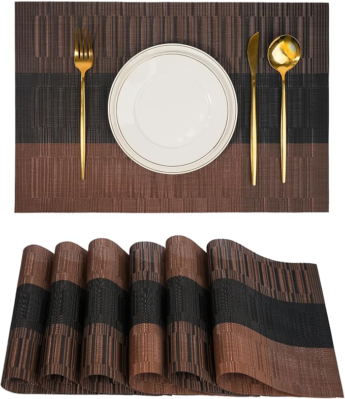 Placemats Set of 6，Non-Slip PVC Weave Table Mats Easy to Clean，Heat Resistant by flohar