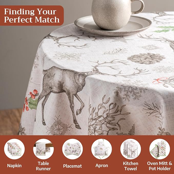 Maison d' Hermine Table Cloth Round Table 100% Cotton 63 Inches Fall Tablecloth - Image 4