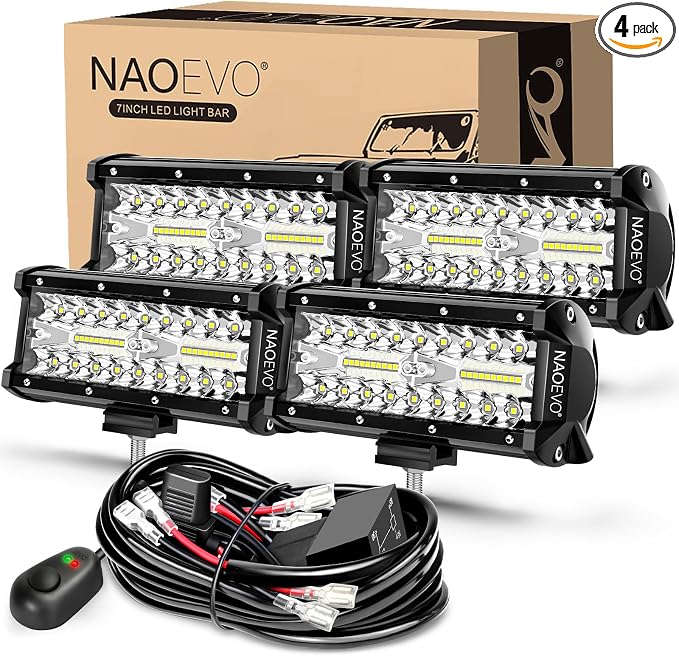 NAOEVO 7 Inch LED Light Bar, LED Off Road/Fog Lights, Work by NAOEVO