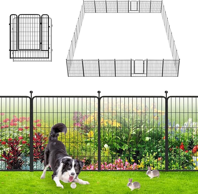 Garden Fence with Gate Metal Fencing Outdoor by Jhsomdr