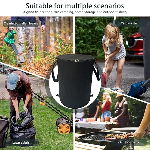 Pop up Camping Trash can with lid, Collapsible 24 Gallons Trash can with - Image 6