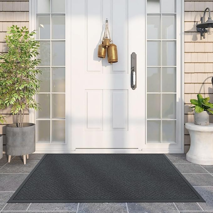 Front Door Mat Outside Entrance, Trap Dirt Outdoor Doormat Low Profile - Image 2