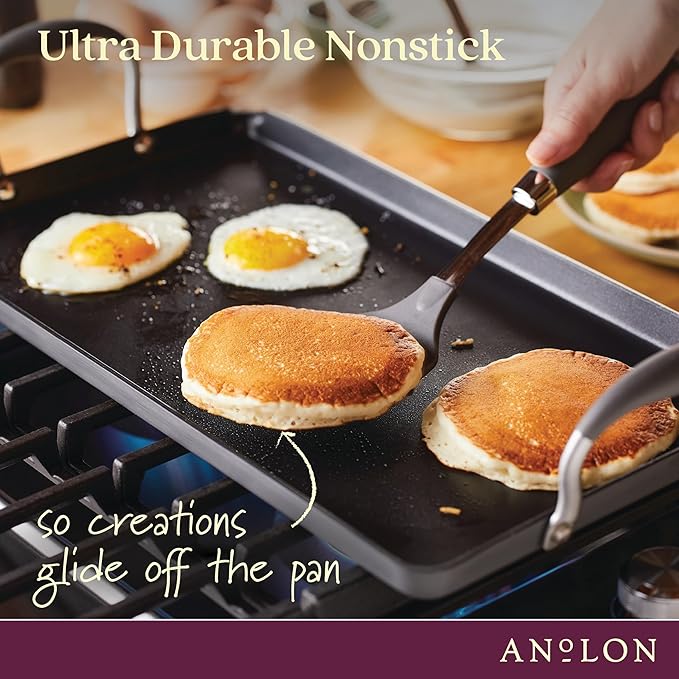 Double Burner Griddle, 10-Inch Hard Anodized Nonstick, Moonstone