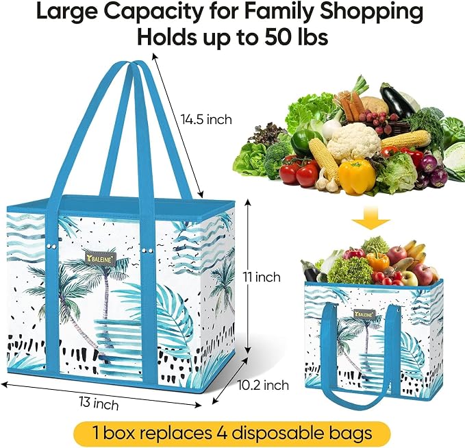 BALEINE 3Pk Reusable Grocery Bags, Foldable Shopping Bags - Image 2