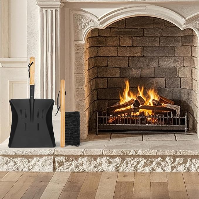 Fireplace Ash Shovel and Brush Set, Coal Shovel and Hearth Brush Set, Fireplace - Image 7