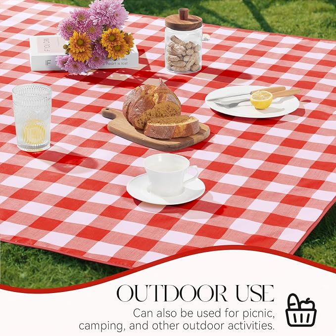 MOSAYT Rectangle Vinyl Tablecloth, 100% Waterproof Buffalo Gingham Plastic - Image 7
