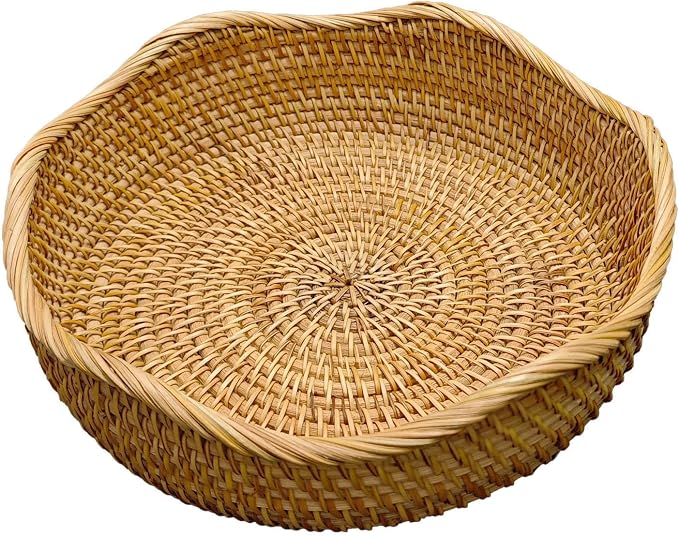 RT&BS Rattan Bread Baskets for Serving, Christmas Food Baskets, Handwoven Fruit by RT%26BS