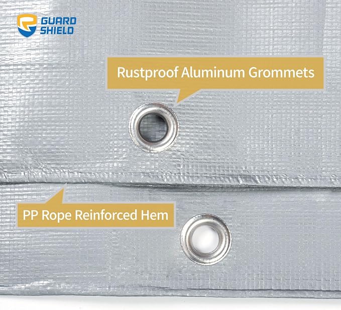 GUARD SHIELD Heavy Duty Tarp 6x8 Feet Silver Multi Purpose Thick Waterproof - Image 4