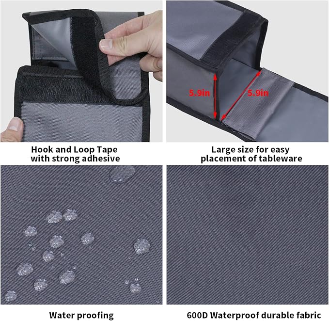 Grill Utensil Accessory Storage Bag Grey Waterproof BBQ Tool Storage Bags Grill - Image 3
