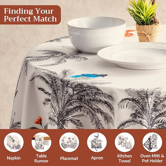 Maison d' Hermine Table Cloth Round Table 100% Cotton 69 Inches Fall Tablecloth - Image 4