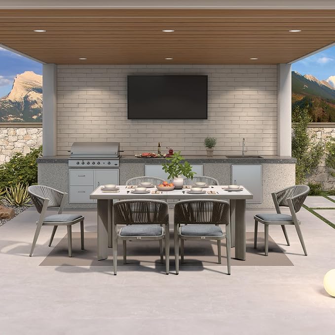PURPLE LEAF 7-Piece Patio Dining Set Outdoor Furniture Rectangular Table and by PURPLELEAF