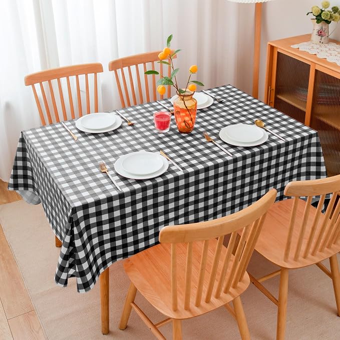 Nasitos 2 Pack Gingham Vinyl Tablecloth 60x102 Inch-Rectangle Picnic Table - Image 7