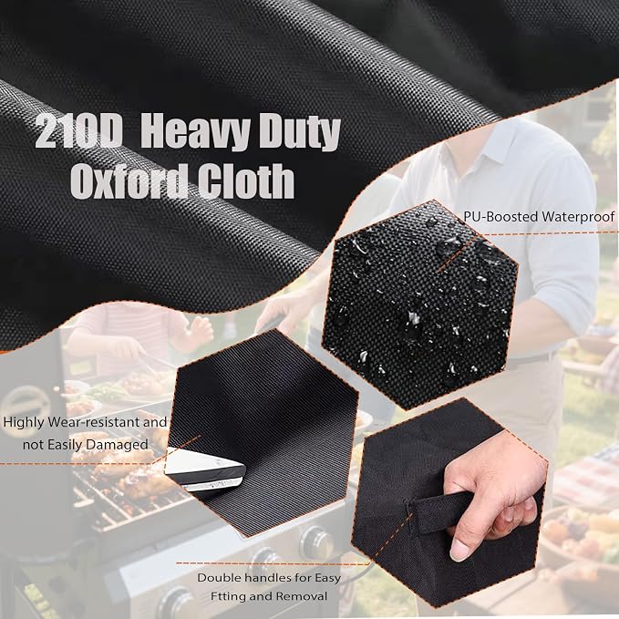 Grill Cover 58 inch BBQ Grill Cover Reinforced Corners & Windproof Clips - Image 6