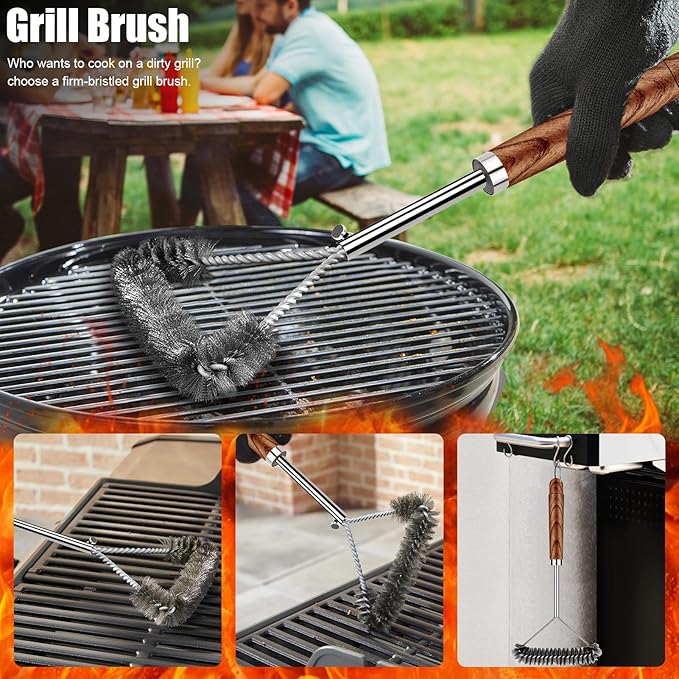 Barbecue Tool Set, 31-Piece Stainless Steel Grilling Accessories, Brown