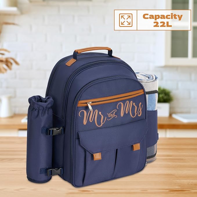 Couple Gifts 22L Picnic Basket Set, Leak Proof Cooler Camping Gifts, Cool - Image 6