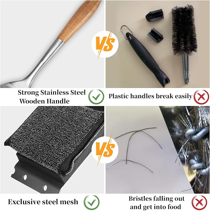 Bristle-Free Grill Brush with Replacement Head. Ultra Safe & Efficient Cleaner - Image 7