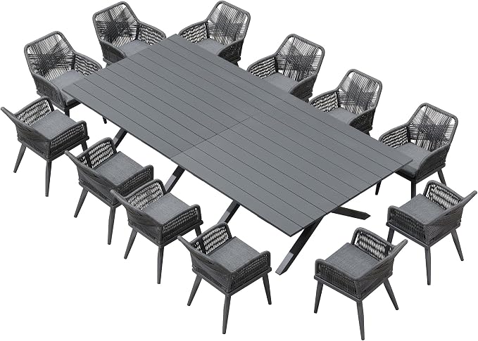 PURPLE LEAF 14 Pieces Outdoor Patio Dining Set All-Weather PE Rattan Furniture - Image 9