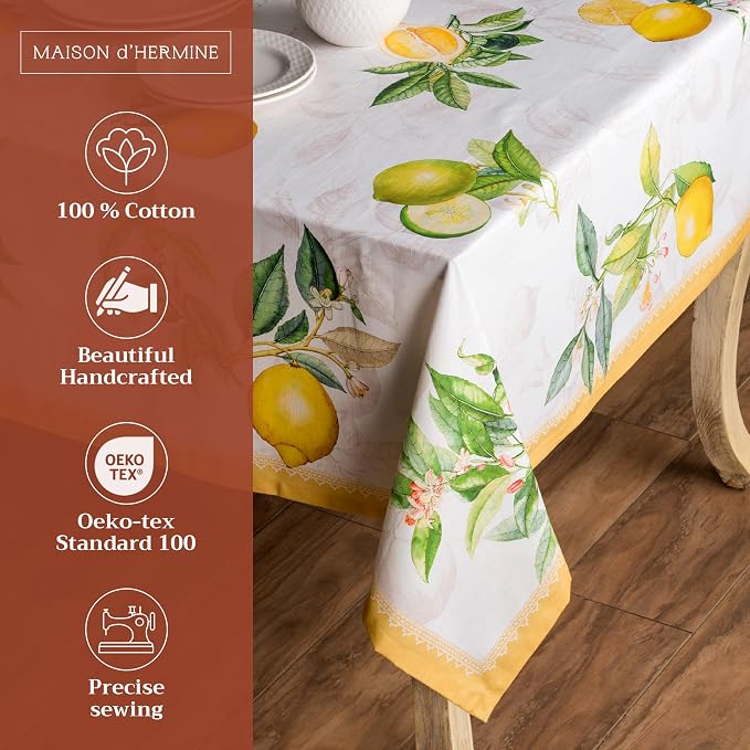 Maison d' Hermine Table Cloth Rectangle Table 100% Cotton 60 x 120 Inches - Image 2