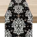 Goth Table Runner, Antique Gothic Damask Pattern Baroque Style Black Floral by Unknown
