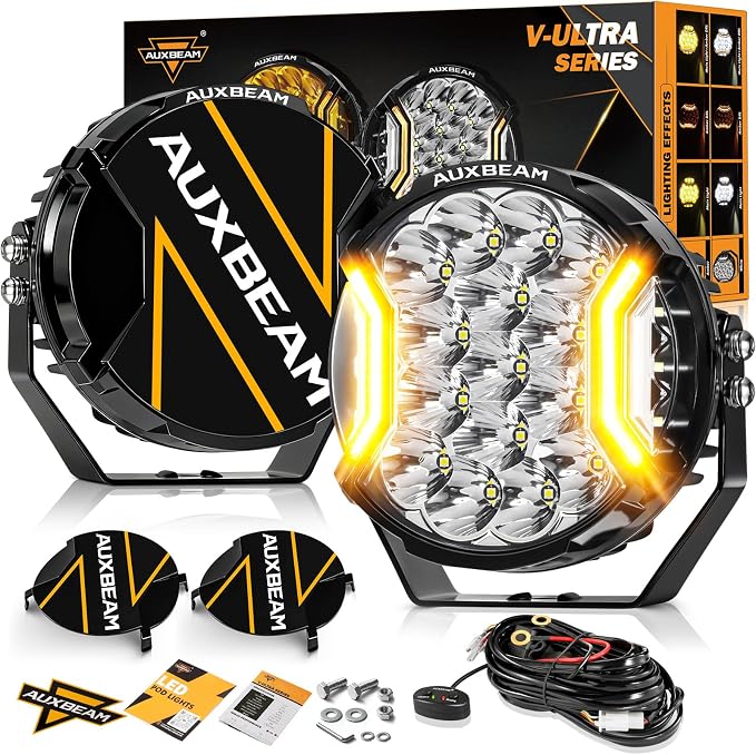 Auxbeam V-Ultra Series 7 Inch LED Pod Lights, 226W 26800LM Side Shooter Offroad by Auxbeam