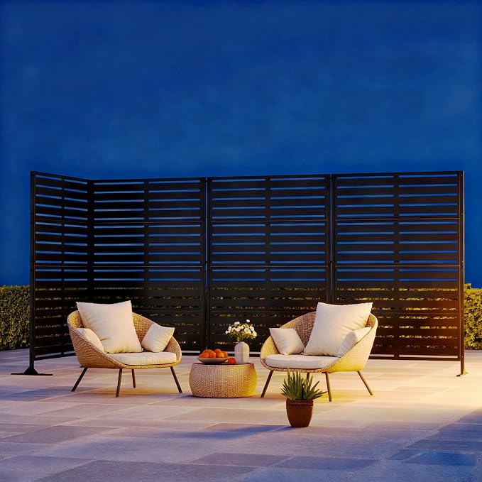 Modern Shade Metal Privacy Screen Outdoor 72" H x 48" W, Stable & Durable - Image 2