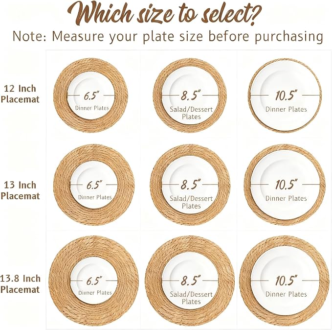 Round Woven Placemats 12 inch Set of 10 - Image 3