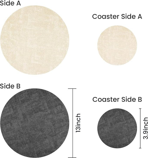 13-Inch Faux Leather Round Placemats Set of 8, Waterproof Anti-Slip Dual Sided - Image 2