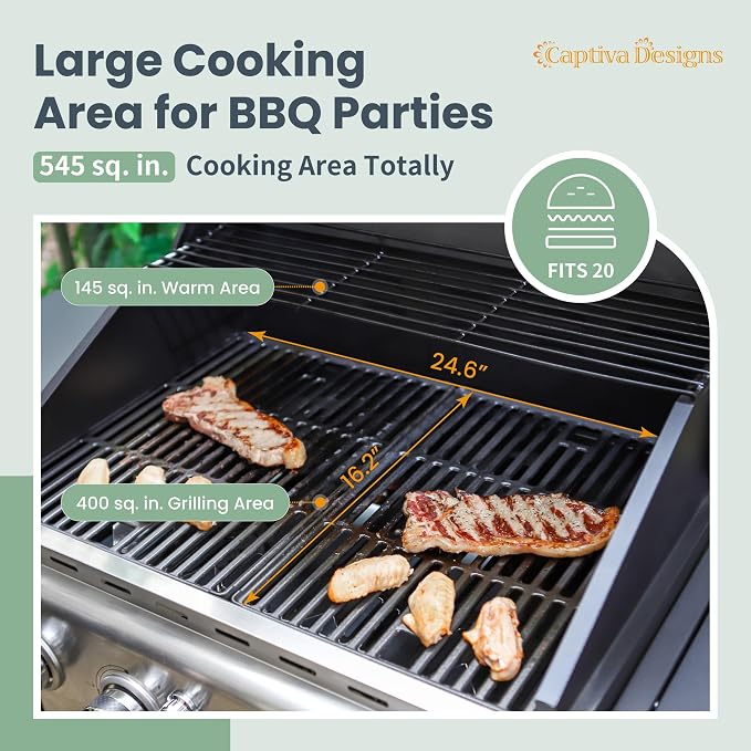 Captiva Designs 4-Burner Propane Gas BBQ Grill - Image 3