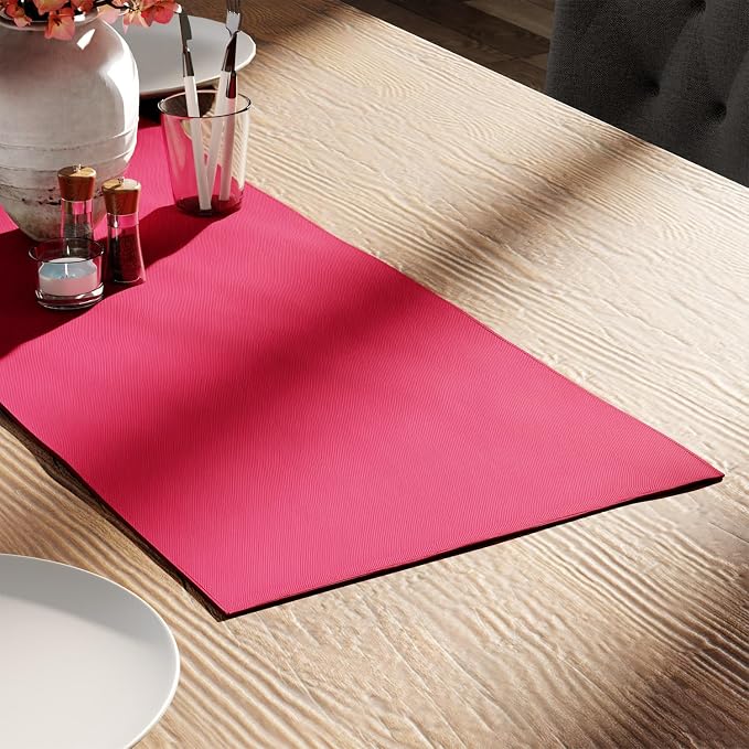 Encasa XO Table Runner 13"x36" Long | Cotton Canvas Fabric | Hot Pink Solid by EncasaXO