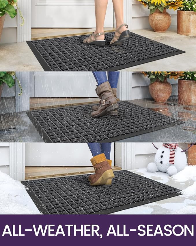 DEXI Front Door Mat Outside Entrance, 2x4 ft Rubber Entry Doormat Heavy Duty - Image 4