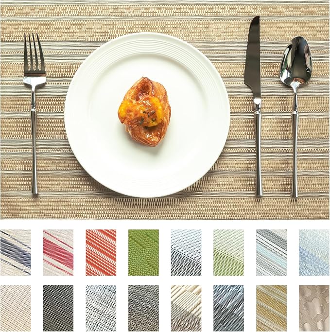 Placemats Set of 4 Vinyl/Plastic Woven Place Mats by Unknown
